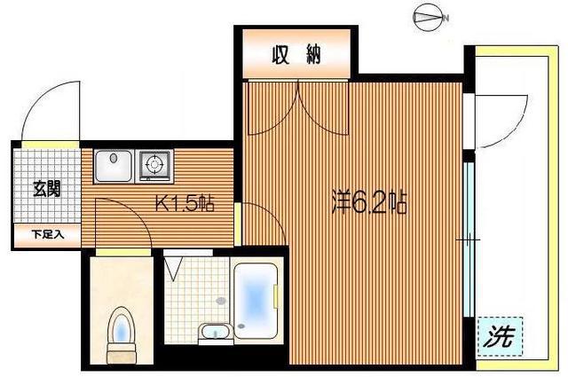 ヴィラクレッセント(1K/3階)の間取り写真
