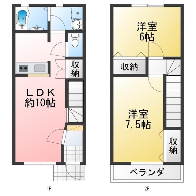 メゾネット川越(2LDK/1階)の間取り写真