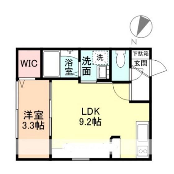 INTEGRAL 中川原(1LDK/2階)の間取り写真