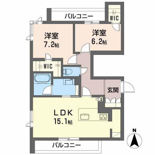 SHAMAISON SERDINA(2LDK/2階)の間取り写真