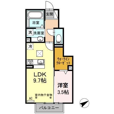 コンフィアンサ(1LDK/1階)の間取り写真