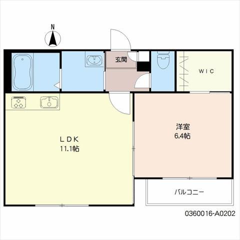 ファミールK(1LDK/2階)の間取り写真