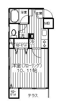 ヴェルファーレ彩(1K/1階)の間取り写真