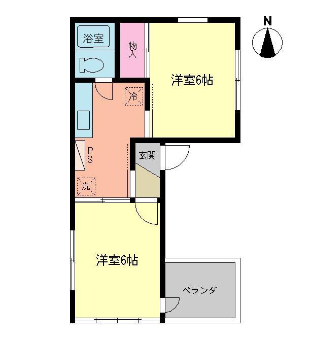 熊谷ハイツ(2K/3階)の間取り写真