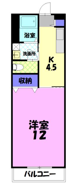 AVENUE COLLINE(1DK/2階)の間取り写真