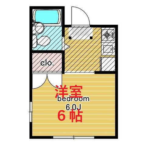 ハイツユアーズI(ワンルーム/2階)の間取り写真