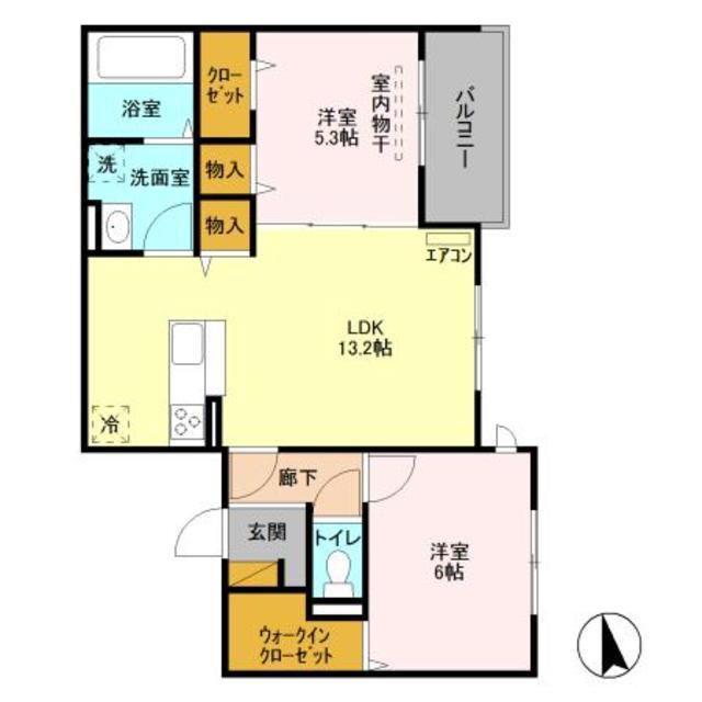カサミエント(2LDK/2階)の間取り写真
