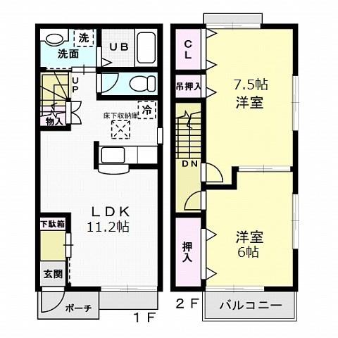 プランドール・ポラリス B棟(2LDK/1階)の間取り写真