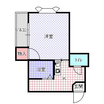 アンビエント三箇(1K/2階)の間取り写真