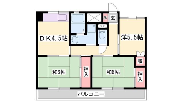 ビレッジハウス中村(3DK/2階)の間取り写真
