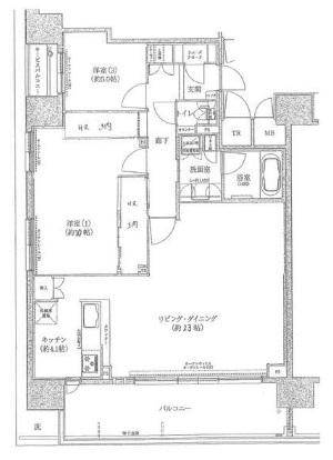 姫路ザ・レジデンス(2LDK/11階)の間取り写真