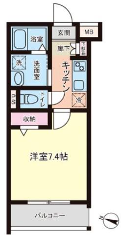 メイクス池上トレフォイル(1K/2階)の間取り写真