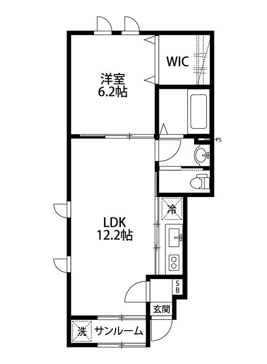 GRACE神道寺1号館(1LDK/1階)の間取り写真