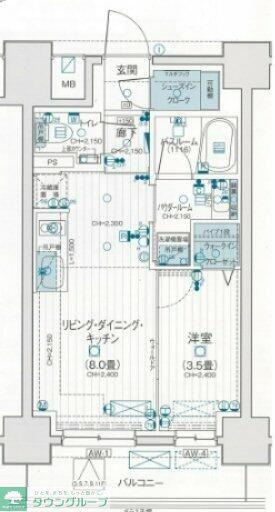 デュオステージ海老名II(1LDK/4階)の間取り写真