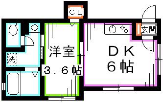 チェコリーヌ(1DK/2階)の間取り写真