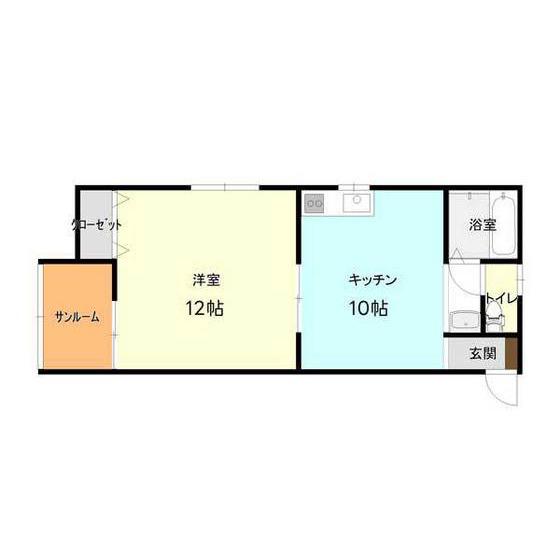 コンチネンタル鵜坂(1DK/2階)の間取り写真