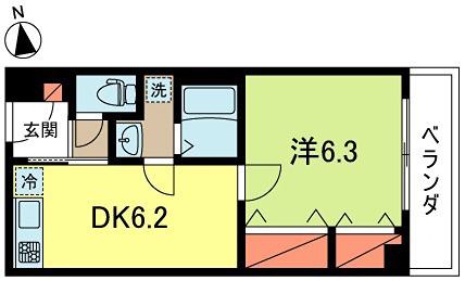 秀真コーポ(1DK/2階)の間取り写真