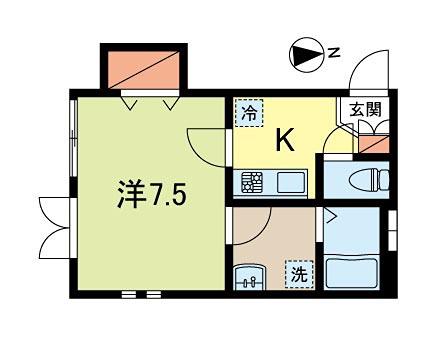 サットンプレイス・U(1K/1階)の間取り写真