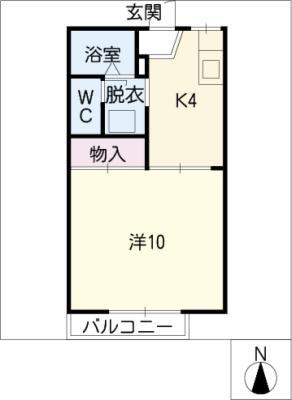 名鉄犬山線 岩倉駅(愛知) 徒歩14分 2階建 築33年(1DK/2階)の間取り写真