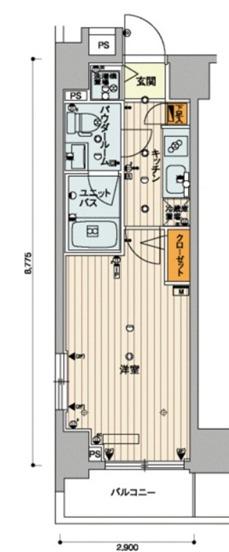 スカイコートパレス明大前(1K/4階)の間取り写真