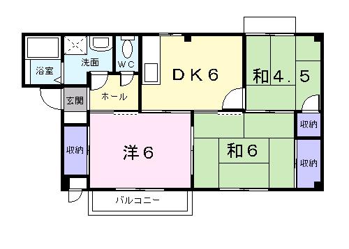 サンビレッジ上尾I(3DK/2階)の間取り写真