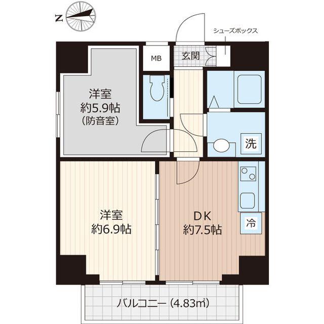 ラシクラス西浅草(2DK/3階)の間取り写真