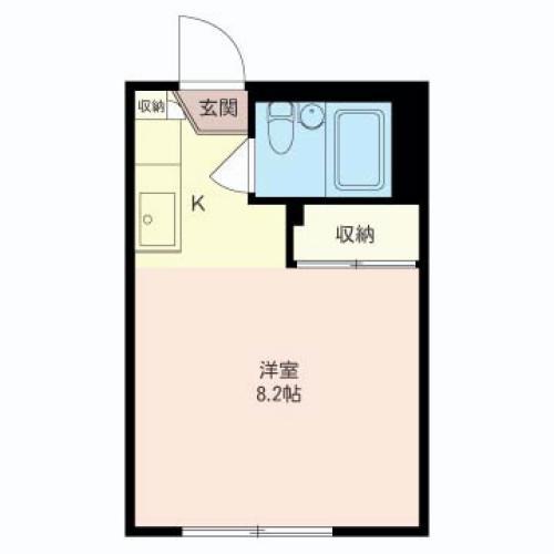 ハイム仲町(ワンルーム/2階)の間取り写真