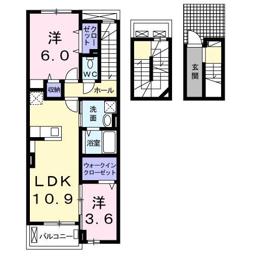 スナグレジデンスSー1(2LDK/3階)の間取り写真