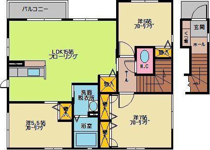 プチ・シャトレ笹原 B棟(3LDK/2階)の間取り写真