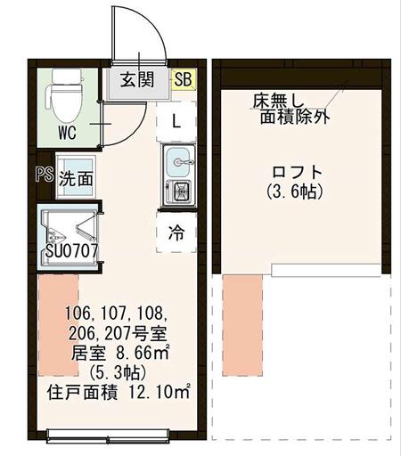 AZUR井荻(ワンルーム/1階)の間取り写真