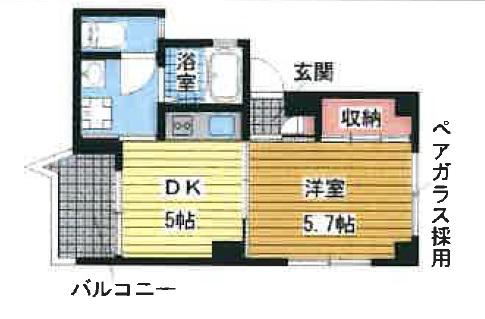 品川第6マンション(1DK/5階)の間取り写真