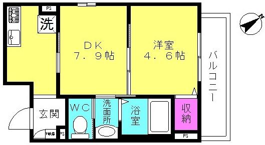 シャーメゾン東加古川(1DK/1階)の間取り写真