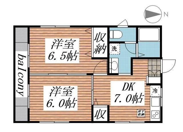 グランパル有玉(2DK/1階)の間取り写真