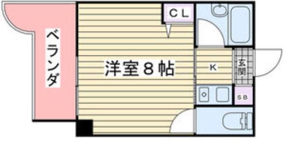ベルジュネス(1K/4階)の間取り写真