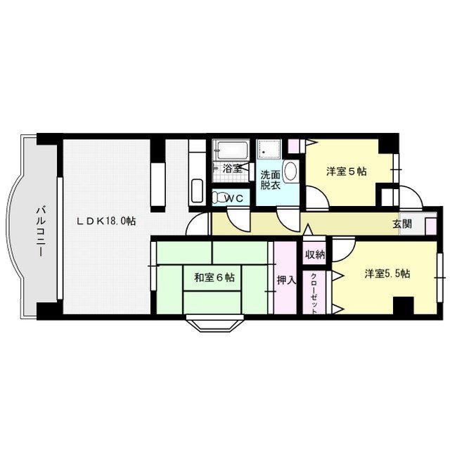 パレドーレ春日(3LDK/4階)の間取り写真