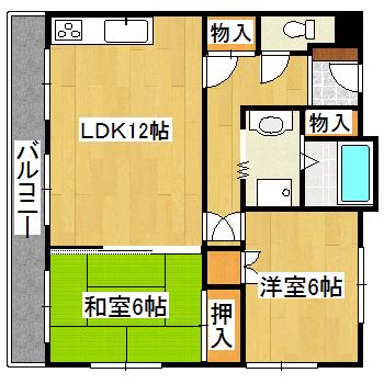 ホワイトヴィラ宝塚(2LDK/2階)の間取り写真
