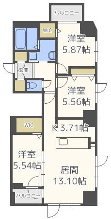F022円山(3LDK/6階)の間取り写真