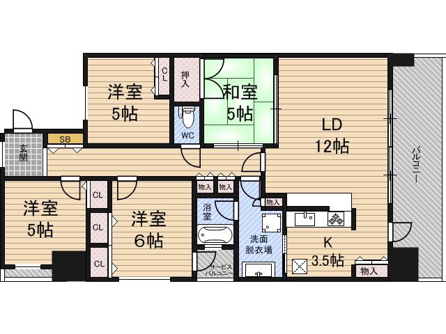レジディア都島Ⅰ(4LDK/9階)の間取り写真
