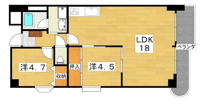 リバージュI(2LDK/4階)の間取り写真