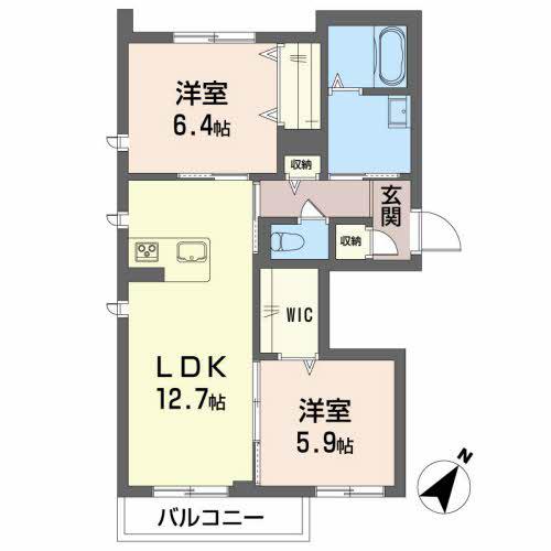 BEREOイーストONE(2LDK/2階)の間取り写真