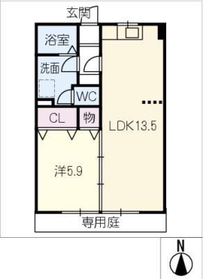 HOUSE 657(1LDK/1階)の間取り写真