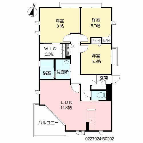 アヴァンティ兵庫B棟(3LDK/1階)の間取り写真