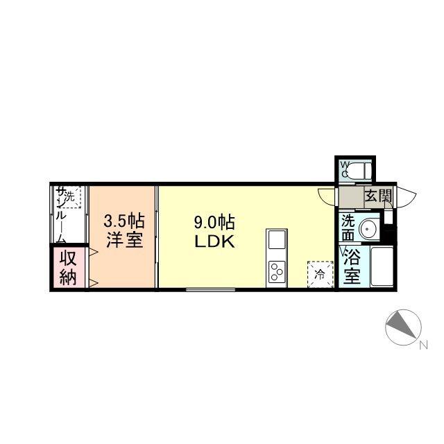 WHITE SQUARE(1LDK/2階)の間取り写真