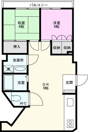 グレースマンションII(2DK/2階)の間取り写真