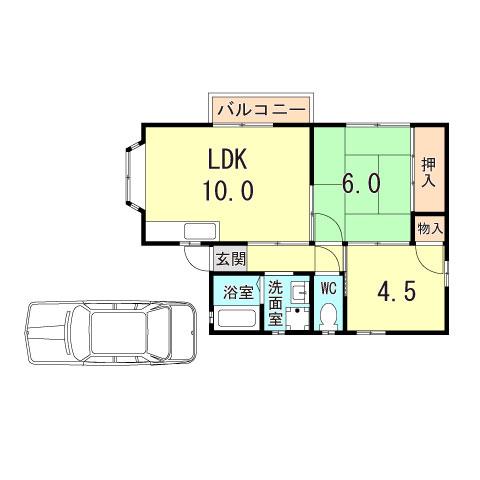 ハイツ南落合II(2LDK/1階)の間取り写真