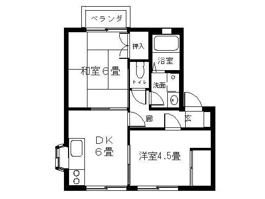 アプロード東手城A(2DK/2階)の間取り写真