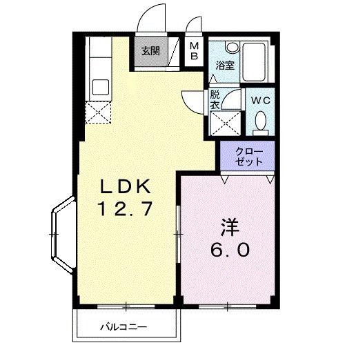 エルディムやなぎ(1LDK/2階)の間取り写真