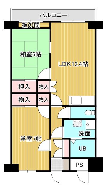 グランシャリオ二階堂(2LDK/5階)の間取り写真