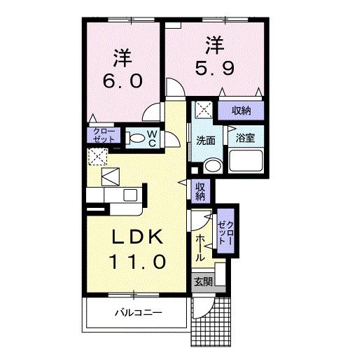 ソル・レヴェンテ・ウーノ(2LDK/1階)の間取り写真