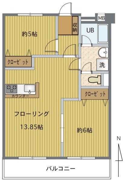 アンシャンテ(2LDK/2階)の間取り写真